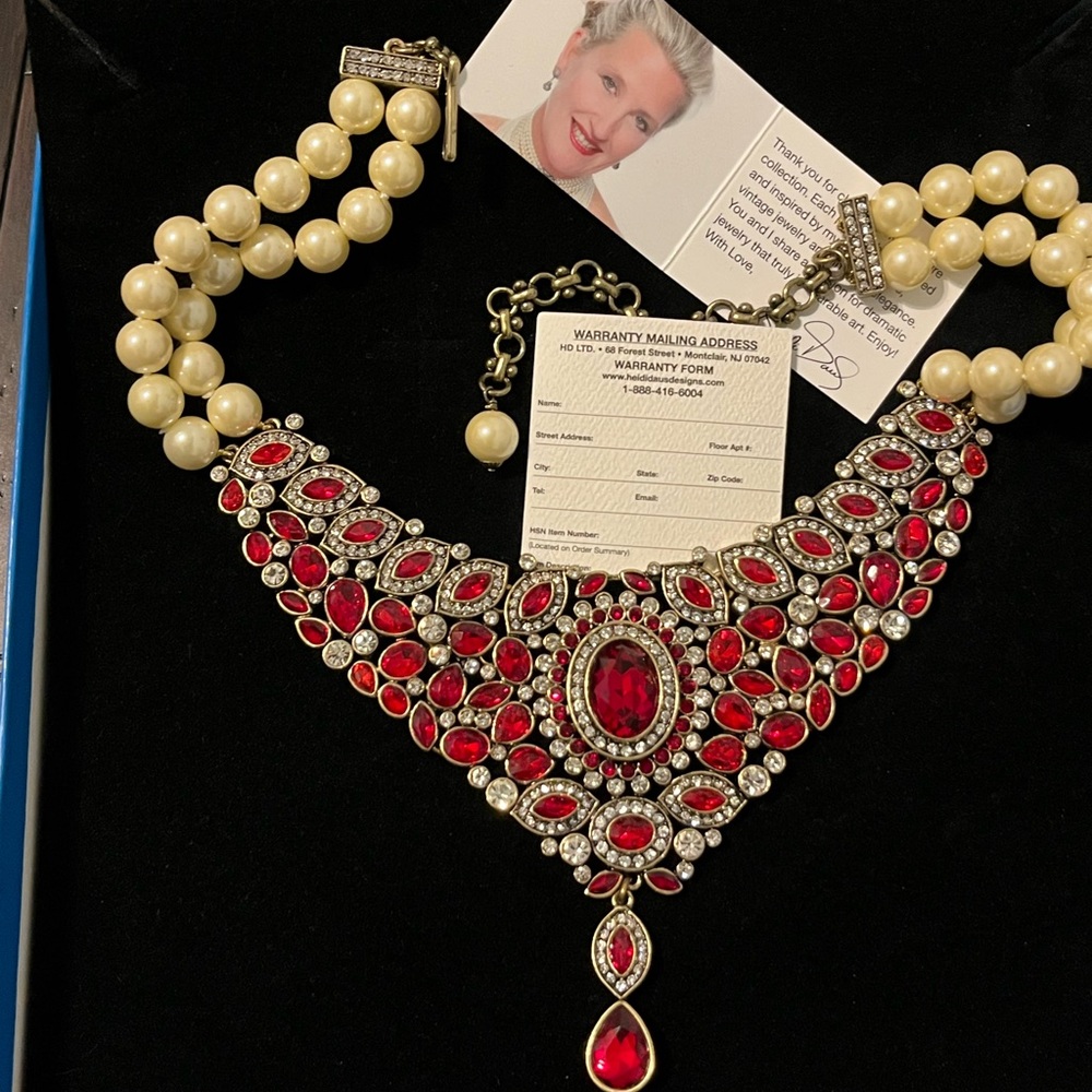 Heidi Daus Pearl and Ruby Red Necklace - Picture 2 of 6